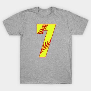 Fastpitch Softball Number 7 #7 Softball Shirt Jersey Uniform Favorite Player Biggest Fan T-Shirt